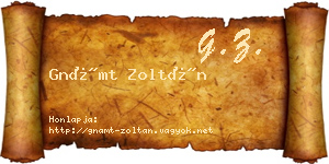 Gnámt Zoltán névjegykártya